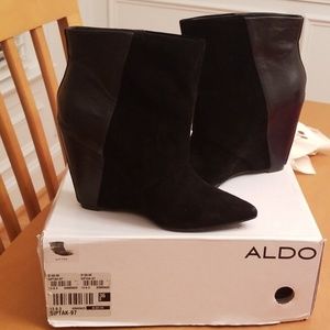 Aldo mixed material wedge boots